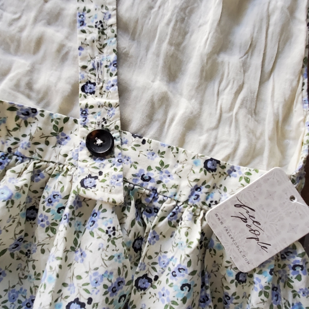 Free People Petunia Mini Overall Dress, Purple Floral, Size Large, NWT - Picture 12 of 16